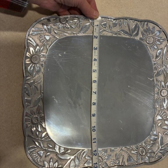 Gorham 13.5" Square Sunflower Metal Serveware Serving Tray Platter - Picture 5 of 6